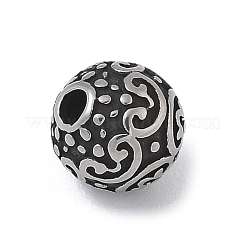 304ステンレススチールビーズ  ラウンド  アンティークシルバー  8mm  穴：1.8mm&nbsp;STAS-H238-08F-AS