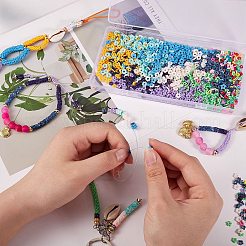 DIYヘイシビーズジュエリーセット作成キット  ポリマークレイとccbプラスチックと天然シェルと風化瑪瑙ビーズを含む  合金エナメルチャーム  ナイロン糸  アイアンスプリットキーリング＆ジャンプリング  真鍮製のピン  ミックスカラー  ポリマークレイビーズ：1485個/箱&nbsp;DIY-SZ0007-06