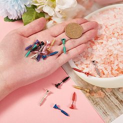 18Pcs 9 Colors PVD Vacuum Plating 304 Stainless Steel Unisex Punk Hip-hop Rock Nail Shape Screw Pierced Stud Earrings&nbsp;EJEW-SZ0001-28