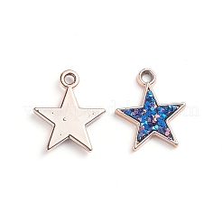 CCBプラスチックペンダント  スパンコール入り  カン付き  スター  ローズゴールド  ブルー  23.5x20x3mm  穴：3mm&nbsp;CCB-TAC0001-02C