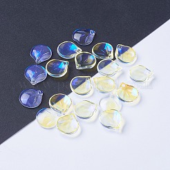 電気メッキガラスチャーム  ABカラーメッキ  花びら  クリアAB  15.5x13.5x4mm  穴：1.4mm&nbsp;EGLA-L014-11