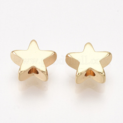 真鍮ビーズ  スター  18KGP本金メッキ  8x8x3mm  穴：1.2mm&nbsp;KK-S348-428A