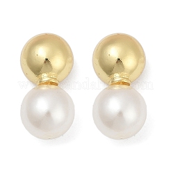 Round Brass Stud Earrings&nbsp;EJEW-H154-01G