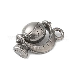 変色しない304ステンレススチールペンダント  地球儀チャーム  ステンレス鋼色  18x12x7mm  穴：2mm&nbsp;STAS-N103-41P