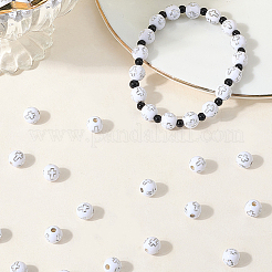 600個メッキアクリルビーズ  シルバーライン入り  クロスの丸  ホワイト  8mm  穴：2mm&nbsp;PACR-PA0001-10A