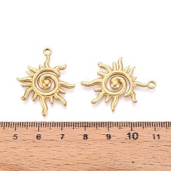 304ステンレスペンダント  太陽のチャーム  イオンプレーティング（ip）  18KGP本金メッキ  33x26x2.5mm  穴：2mm&nbsp;STAS-T065-07G