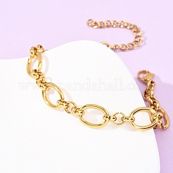 304 Stainless Steel Oval Link Chain Bracelets for Women&nbsp;BJEW-F536-04G