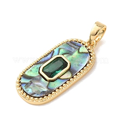 Natural Paua Shell Brass Pendants&nbsp;KK-C264-04G