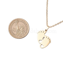 母の日 304 ステンレス ペンダント ネックレス  女性用真鍮アズキチェーンネックレス  ゴールドカラー  フットプリント  15.75インチ（40cm）  ペンダント：22.5x21.5mm&nbsp;NJEW-TA00194-03