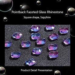 ポイントガラスラインストーンカボション  模造トルマリン  正方形  サファイア  10x10x5mm  35個/箱&nbsp;RGLA-OC0001-25C