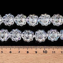 透明電気メッキガラスビーズ連売り  ABカラーメッキ  ヒマワリ  クリアAB  15x15x8.5mm  穴：1mm  約26個/連  14.96インチ（38cm）&nbsp;EGLA-N012-16