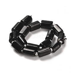 天然石ブラックトルマリンビーズ連売り  シードビーズで  多面カット  コラム  8.5~11x5.5~6.5mm  穴：1mm  約14~15個/連  7.48''（19センチメートル）&nbsp;G-N327-06-14B