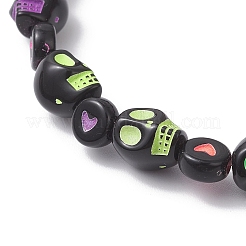 Halloween Acrylic Skull & Heart Pattern Beaded Stretch Bracelets for Women&nbsp;BJEW-JB12580