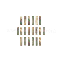 天然ブラックリップシェルペンダント20個  長方形チャーム  30x7x1mm  穴：1mm&nbsp;BSHE-BC0001-18A