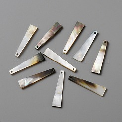 天然石ブラックリップシェルペンダント  台形チャーム  25~30x5~7x1~2mm  穴：1~1.2mm&nbsp;FIND-WH0117-09