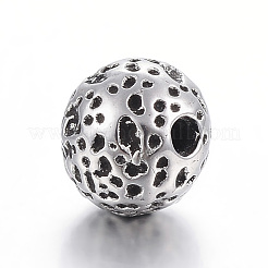 304ステンレススチールビーズ  ラウンド  アンティークシルバー  8x8mm  穴：2mm&nbsp;STAS-E425-021AS