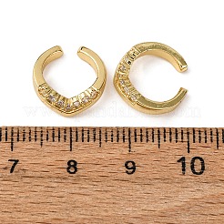 Brass Micro Pave Clear Cubic Zirconia C-Shaped Cuff Earrings&nbsp;LS-EJEW-D328-09G-03