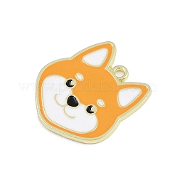 合金エナメルチャーム  犬チャーム  ゴールドカラー  オレンジ  25x24x1.5mm  穴：1.8mm&nbsp;ENAM-I066-01G-09