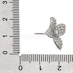 Brass Micro Pave Cubic Zirconia Stud Earring Findings with Loops&nbsp;CU-CBA1682-05P
