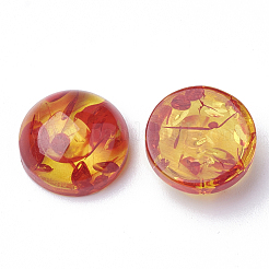 樹脂カボション  模造琥珀  ドーム/ハーフラウンド  ダークオレンジ  8x3.5mm&nbsp;CRES-Q202-8mm-01