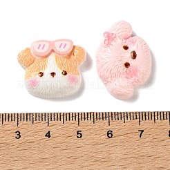 オペーク樹脂カボション  犬  ミックスカラー  18~22x20~28x7~8mm&nbsp;RESI-G121-02