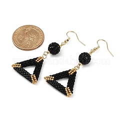 Handmade Glass Seed Beads Triangle Dangle Earrings&nbsp;EJEW-MZ00467-02