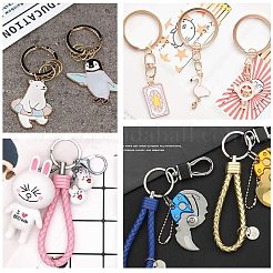 メッキされた鉄のキー留め具のパーツ  キーチェーンリングのパーツ  ミックスカラー  30~33x2~3mm  10個/カラー  50個/箱&nbsp;KEYC-PH0001-14