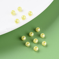 不透明なアクリルビーズ  ABカラー  ラウンド  きいろ  4x3.5mm  穴：1.6mm  約15000個/500g&nbsp;MACR-S371-11-I07