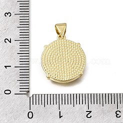 真鍮アクリルパーツ  バージンメアリー模様でフラットラウンド  16KGP本金メッキ  濃い緑  18x16x3mm  穴：4x3mm&nbsp;KK-G602-04B-02