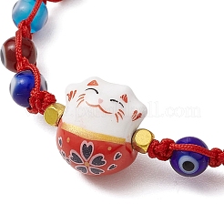 Adjustable Lanmpword Evil Eye Braided Bead Bracelet&nbsp;BJEW-JB11059-01