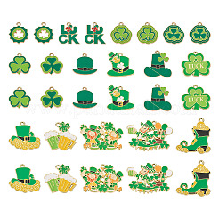 30Pcs 15 Styles Saint Patrick's Day Alloy Enamel Pendants&nbsp;ENAM-TA0001-96