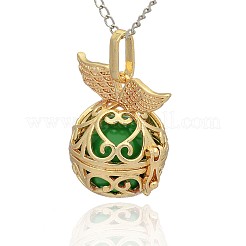 Golden Tone Brass Hollow Round Cage Pendants&nbsp;KK-J237-10G