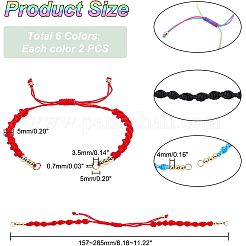 12個 6色 半完成編みナイロン糸ブレスレット  丸カン付き  調整可能なコネクタ ブレスレットの作成用  ミックスカラー  6-1/8~11-1/4インチ（15.7~28.5cm）  0.5cm  2個/カラー&nbsp;AJEW-NB0003-62