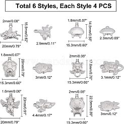 24個6スタイル304ステンレススチールペンダント  豚  ステンレス鋼色  4個/スタイル&nbsp;STAS-UN0024-65