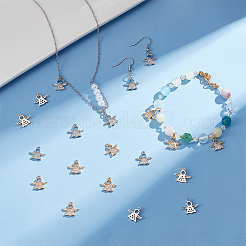 20Pcs 2 Colors Rack Plating Brass Micro Pave Clear Cubic Zirconia Charms&nbsp;KK-PH0009-43