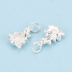 925スターリングシルバーペンダント  花のチャーム  スタンプ925個付き  銀  15.5x10x4.5mm  穴：4mm  丸カン：5x0.5ミリ  内径：4mm&nbsp;STER-T009-14S