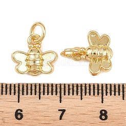 真鍮チャーム  昆虫チャーム  長持ちメッキ  ラックめっき  鉛フリー＆カドミウムフリー  18KGP本金メッキ  ミツバチ  10x11x3mm  穴：3.5mm&nbsp;KK-L275-68B-G