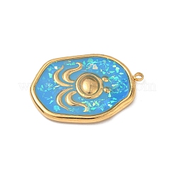 304 Stainless Steel Epoxy Resin with Natural Shell and Sequins Inside Pendants&nbsp;STAS-L026-17G-K03