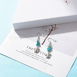 Synthetic Turquoise Chips Beaded Dangle Earrings&nbsp;EJEW-JE04890-01