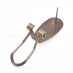 真鍮製スタッドピアスパーツ  フレンチクリップイヤリング  ニッケルフリー  アンティークブロンズ  19x8x8mm  ピン：0.7mm&nbsp;KK-L195-01AB-NF