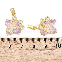 Brass Micro Pave Clear Cubic Zirconia Pendants&nbsp;CU-CBABDE1-02G-01