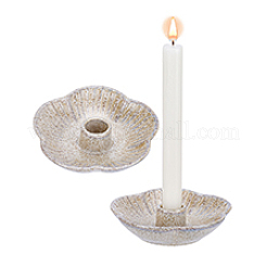 磁器キャンドルホルダー2個  花  淡い茶色  123x123x33mm  内径：22.5mm&nbsp;DJEW-PH0001-87B