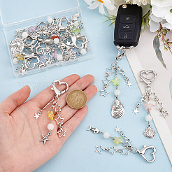 12Pcs 12 Styles Sea Animals Acrylic & Alloy Star Pendant Decoration&nbsp;HJEW-PH01951