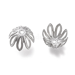 変色しない304ステンレススチール製ファンシービーズキャップ  マルチ花弁  花  ステンレス鋼色  11x11x7mm  穴：1.2mm&nbsp;STAS-K194-17P