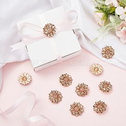 合金ラインストーンシャンクボタン10個  花  ゴールドカラー  26x8mm  穴：3mm&nbsp;FIND-FG0003-21G