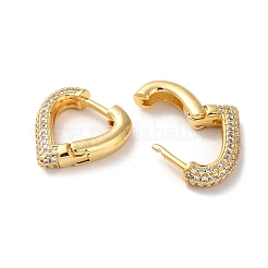 Brass Pave Clear Cubic Zirconia Hoop Earrings&nbsp;EJEW-M258-04G