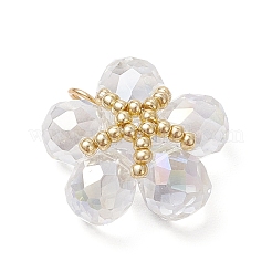 クリアガラスペンダント  花  304ステンレススチールの丸カンループ付き  透明  21x22x8mm  穴：3mm&nbsp;PALLOY-MZ00645-02