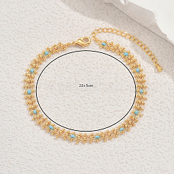 Summer Ceramic Beads Brass Link Chain Anklets for Women&nbsp;MW4198