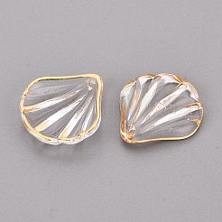 透明なアクリルパーツ  貝殻の形のチャーム  金色の金属で装飾された  透明  20x19x4~4.5mm  穴：1.5mm  約980個/500g&nbsp;AC-N166-03