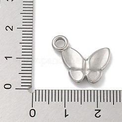 変色防止304ステンレススチールペンダント  バタフライチャーム  ステンレス鋼色  15x18.5x2.8mm  穴：3mm&nbsp;STAS-D197-07P